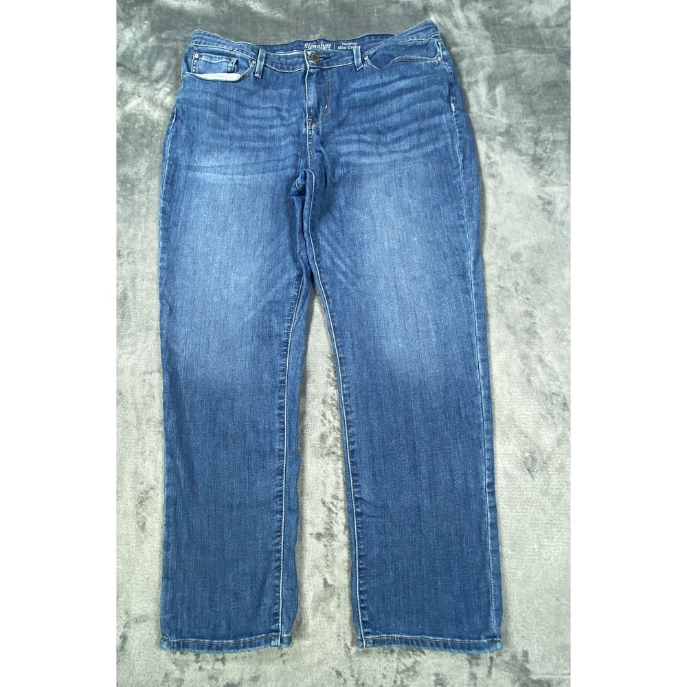Signature Levi Strauss Jeans Womens 16 33W Blue Modern Slim Cuffed Stretch Denim
